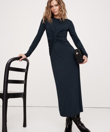 Jersey Knit Twist-Front Maxi Dress