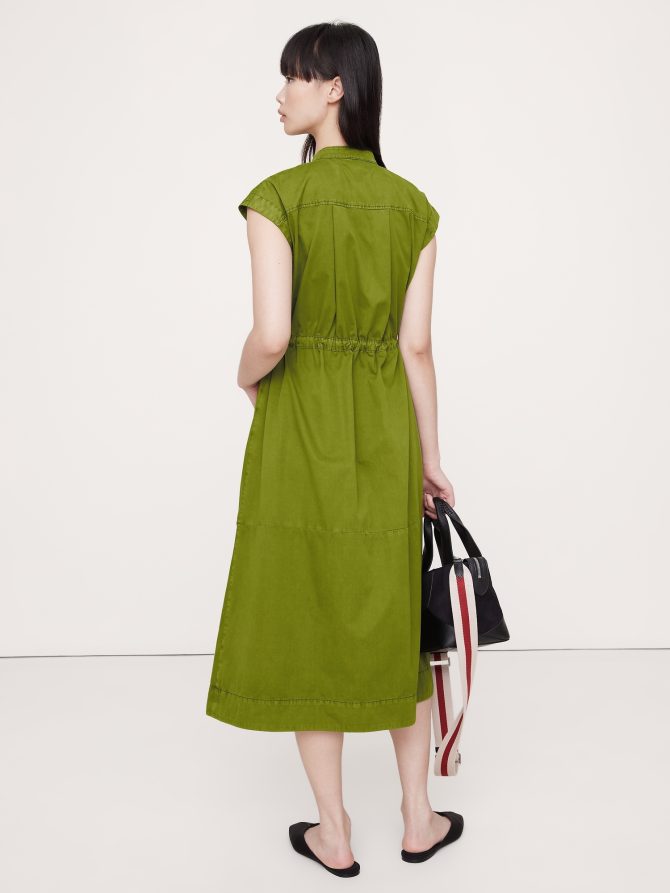 COTTON TWILL UTILITY LONG MIDI DRESS - Image 3