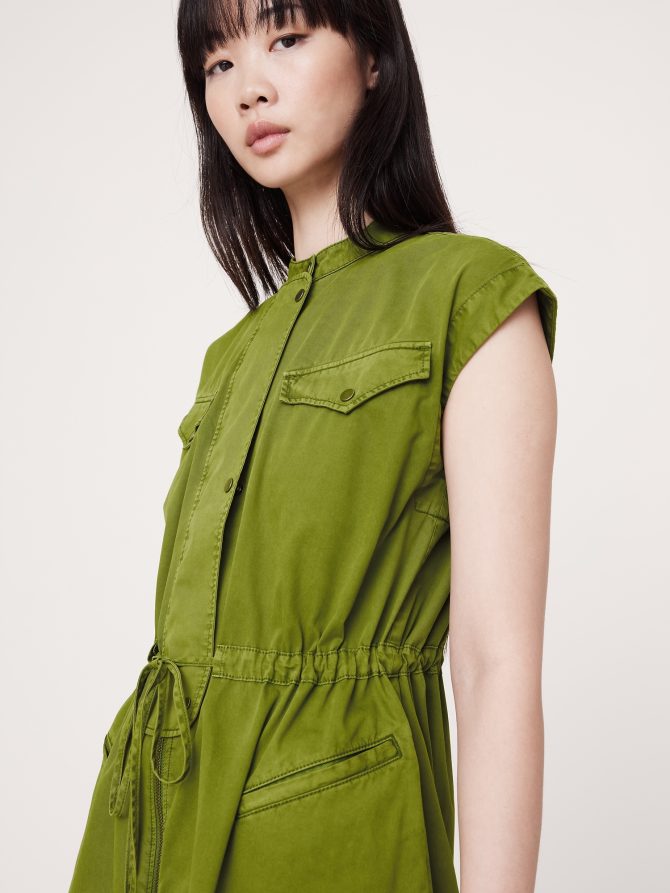 COTTON TWILL UTILITY LONG MIDI DRESS - Image 4
