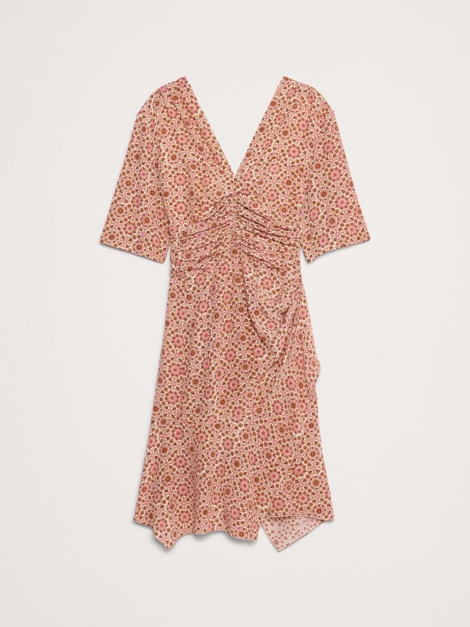 MATTE SILK RUCHED-FRONT DRESS - Image 5