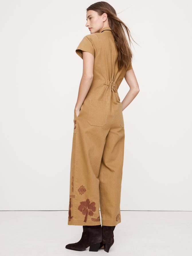 RELAXED EMBROIDERED COTTON CANVAS JUMPSUIT - Image 2