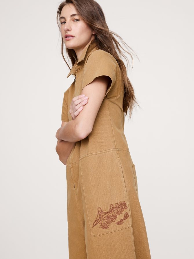 RELAXED EMBROIDERED COTTON CANVAS JUMPSUIT - Image 3