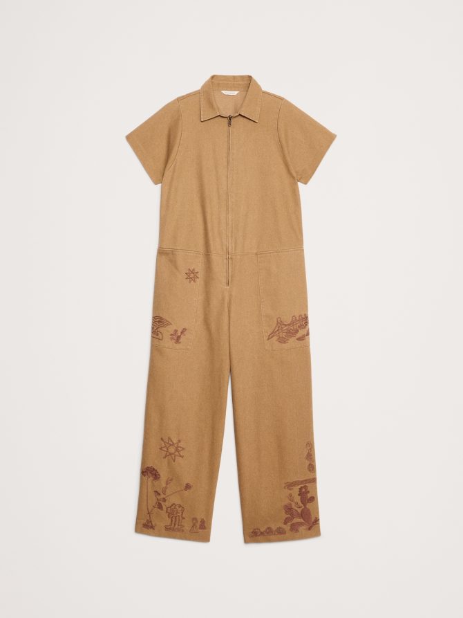 RELAXED EMBROIDERED COTTON CANVAS JUMPSUIT - Image 4