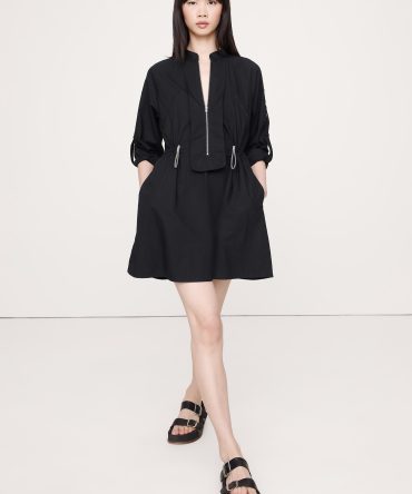 COTTON TWILL UTILITY MINI DRESS