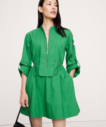 COTTON TWILL UTILITY MINI DRESS