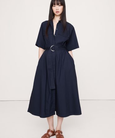 COTTON POPLIN UTILITY SHIRT DRESS