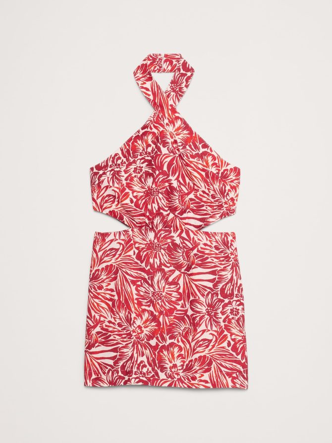 Linen Halter Cut-Out Mini Dress - Image 5