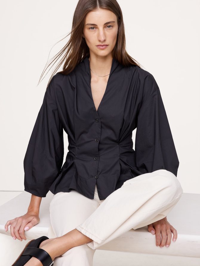 Cotton Poplin Cinched-Waist Shirt - Image 5