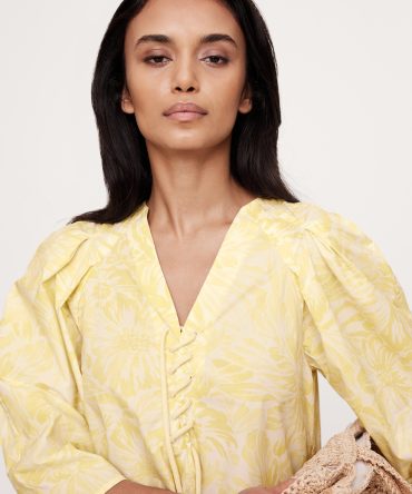 Cotton Poplin Lace-Up Cropped Shirt