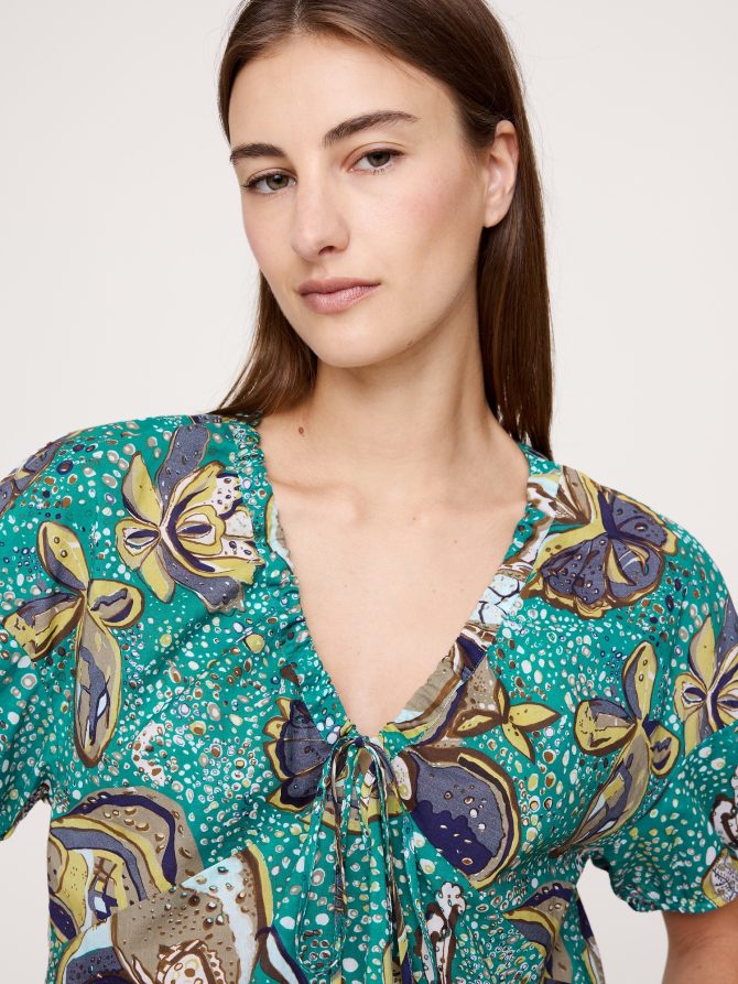 Cotton Tie-Front V-Neck Top - Image 6