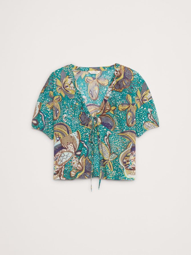 Cotton Tie-Front V-Neck Top - Image 7