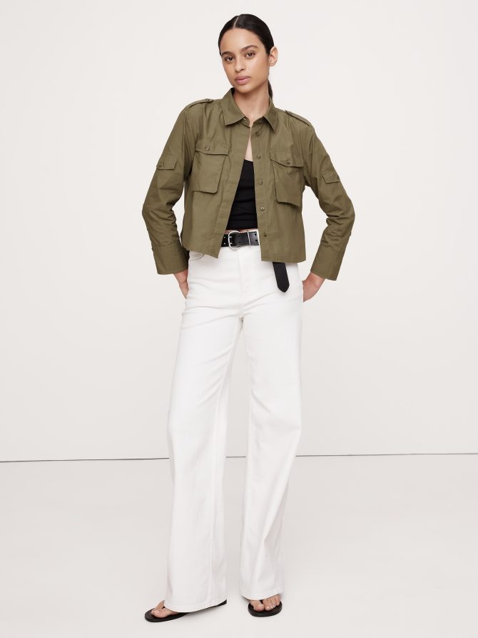 Relaxed Cotton Poplin Utility Shirt