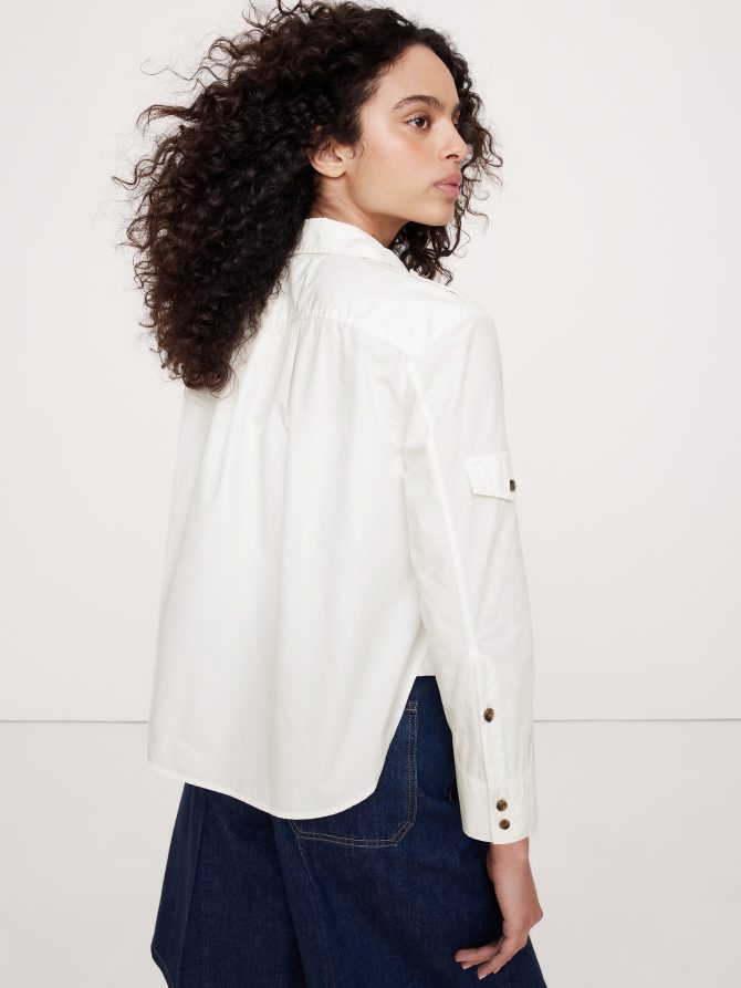 Relaxed Cotton Poplin Utility Shirt - Image 3