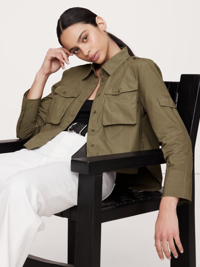 Relaxed Cotton Poplin Utility Shirt - Image 7