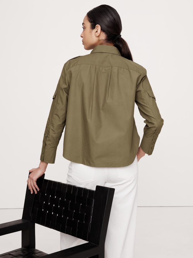 Relaxed Cotton Poplin Utility Shirt - Image 5