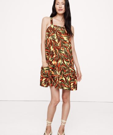 Viscose-Linen Flounce-Hem Mini Dress