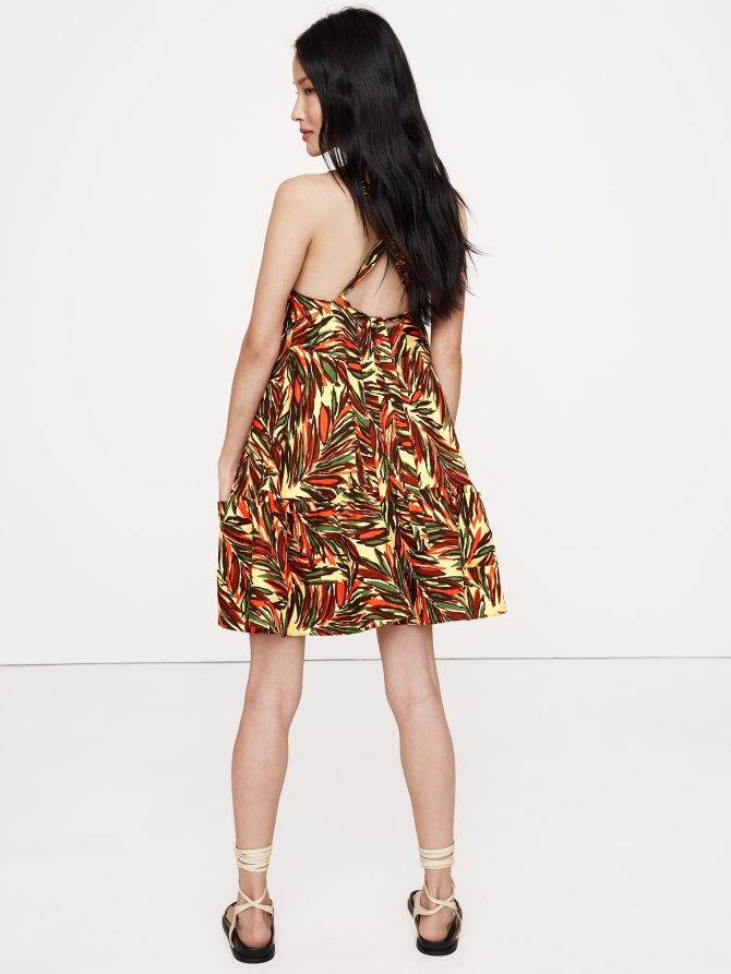 Viscose-Linen Flounce-Hem Mini Dress - Image 3