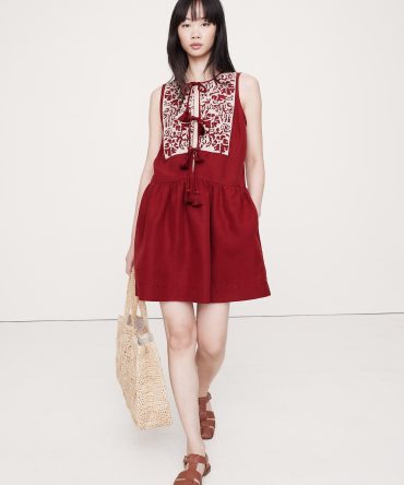 Embroidered Tencel™-Linen Mini Dress