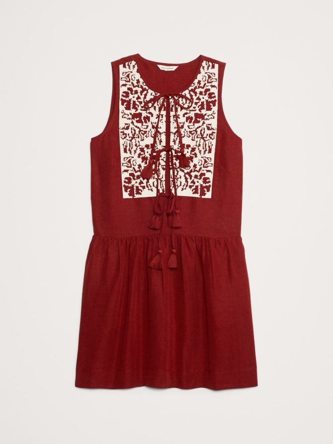 Embroidered Tencel™-Linen Mini Dress - Image 5