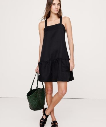 Viscose-Linen Flounce-Hem Mini Dress