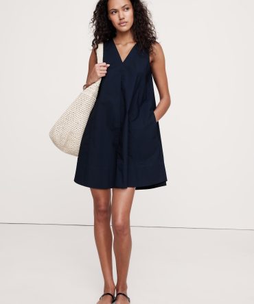 Cotton Poplin Swing Mini Dress