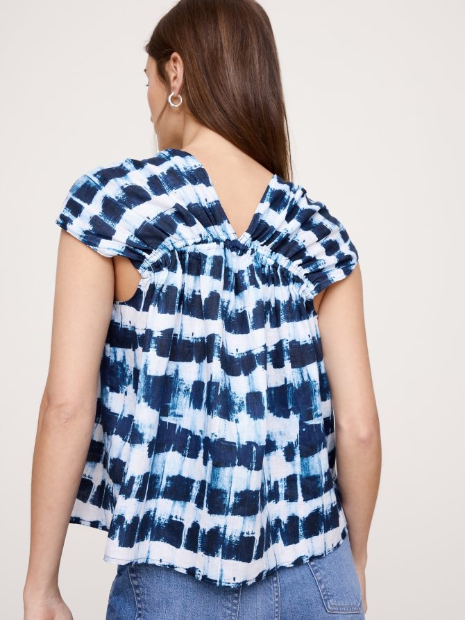 Oversized Linen Button-Front Drawstring Top - Image 5