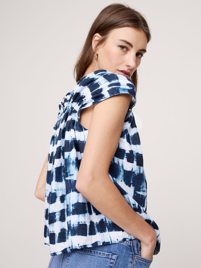 Oversized Linen Button-Front Drawstring Top - Image 6