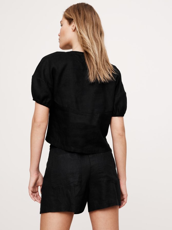 Linen Tie-Front V-Neck Top - Image 3