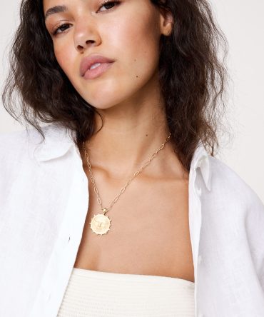 Strong Vintage Sun Face Pendant with Chain by Jane Win