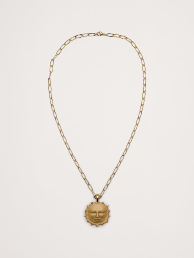 Strong Vintage Sun Face Pendant with Chain by Jane Win - Image 2