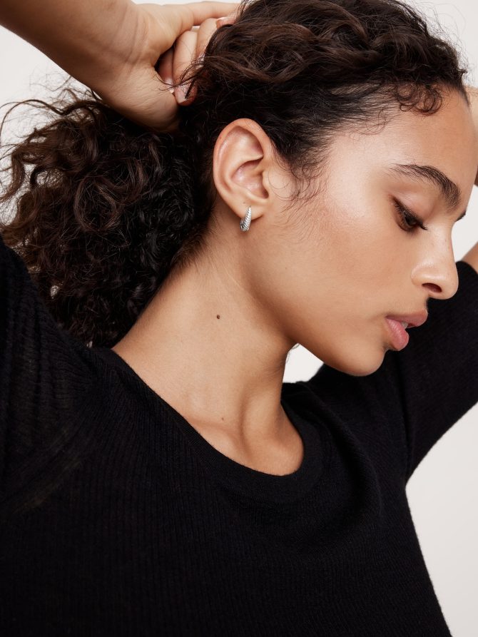 Ravena Oval Huggie Hoop Earrings Set Of 3 by Aureus + Argent - Image 2