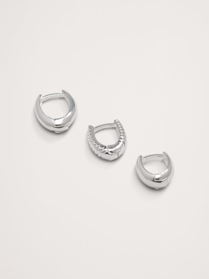 Ravena Oval Huggie Hoop Earrings Set Of 3 by Aureus + Argent - Image 3