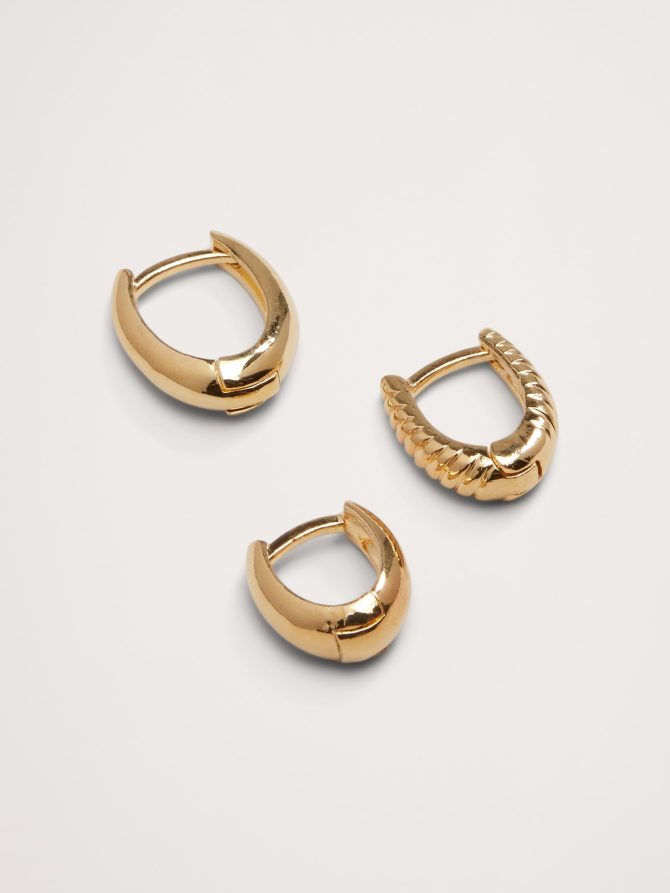 Ravena Oval Huggie Hoop Earrings Set Of 3 by Aureus + Argent - Image 5