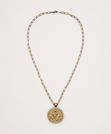 Wanderlust Wildflower Pendant Coin with Chain by Jane Win