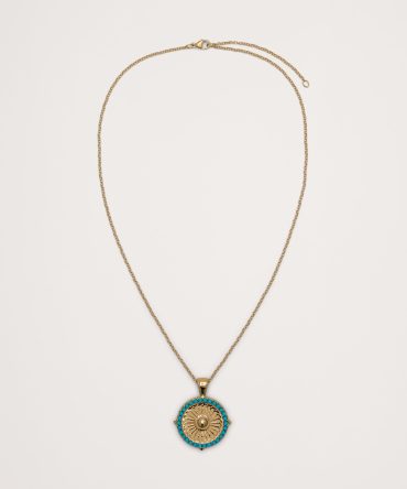 Wanderlust Sunflower Small Embellished Coin with Chain by Jane Win