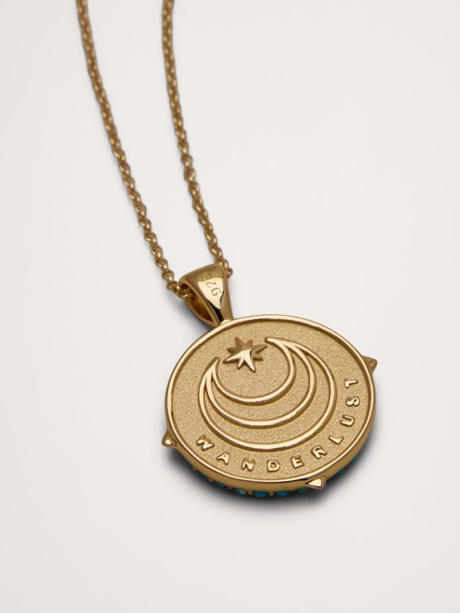 Wanderlust Sunflower Small Embellished Coin with Chain by Jane Win - Image 3
