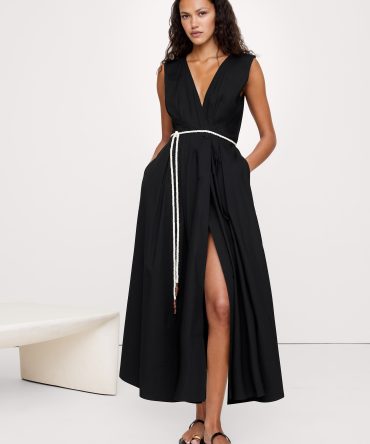 Cotton Poplin Wrap Maxi Dress