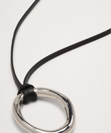 Leather Oval Pendant Necklace