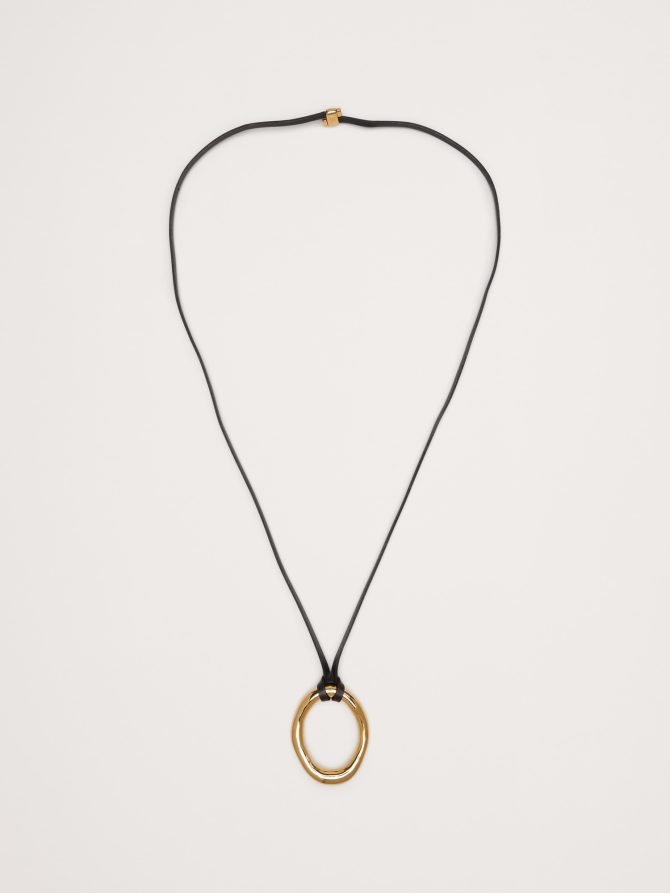Leather Oval Pendant Necklace - Image 5