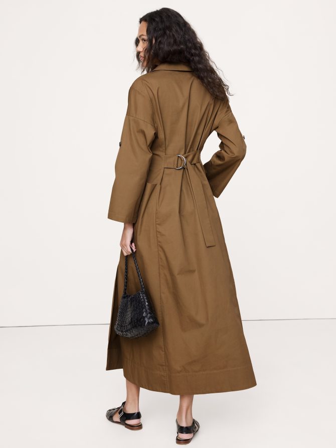 COTTON TWILL LONG MIDI DRESS - Image 3
