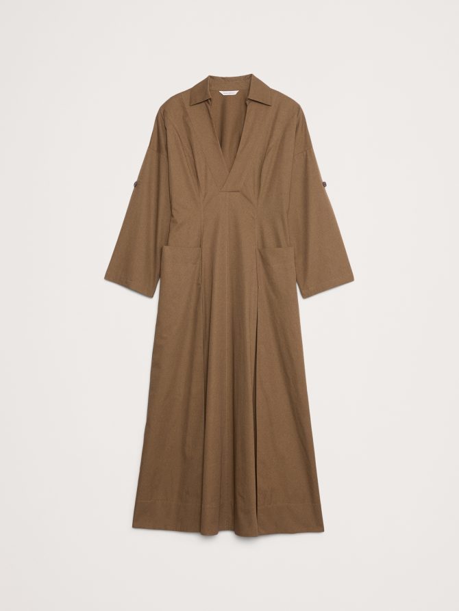 COTTON TWILL LONG MIDI DRESS - Image 5