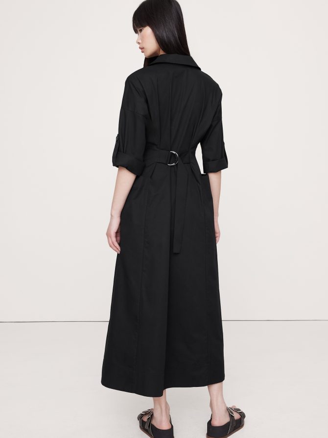COTTON TWILL LONG MIDI DRESS - Image 6