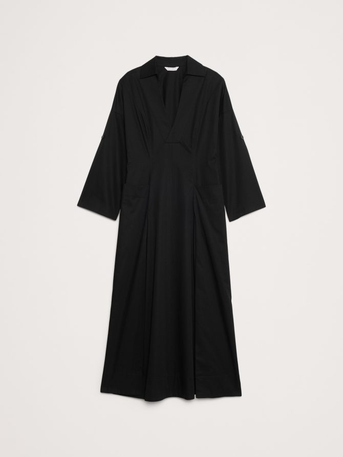 COTTON TWILL LONG MIDI DRESS - Image 8