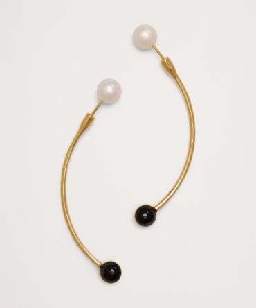 Gold & Black Barbell Earrings