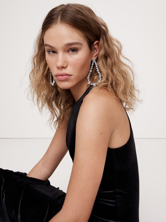Maxima Rhinestone Teardrop Earrings by Aureus + Argent - Image 2