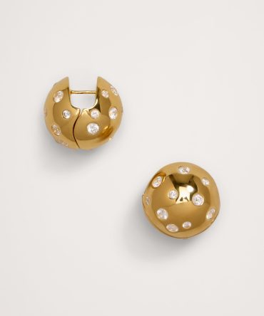 Crystal Dome Huggie Hoop Earrings