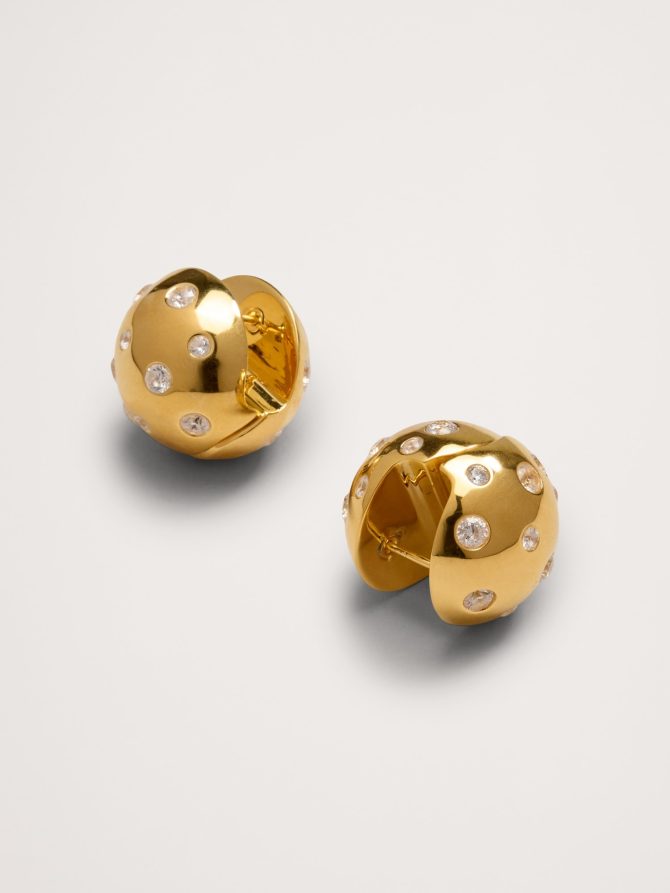 Crystal Dome Huggie Hoop Earrings - Image 2