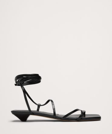 Italian Leather Strappy Kitten-Heel Sandal