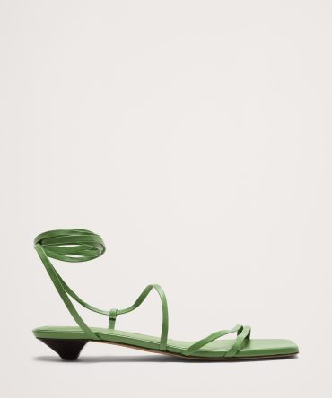 Italian Leather Strappy Kitten-Heel Sandal