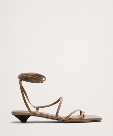 Italian Leather Strappy Kitten-Heel Sandal